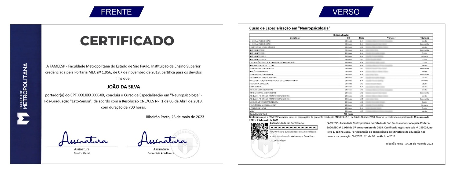 Certificado Frente e Verso